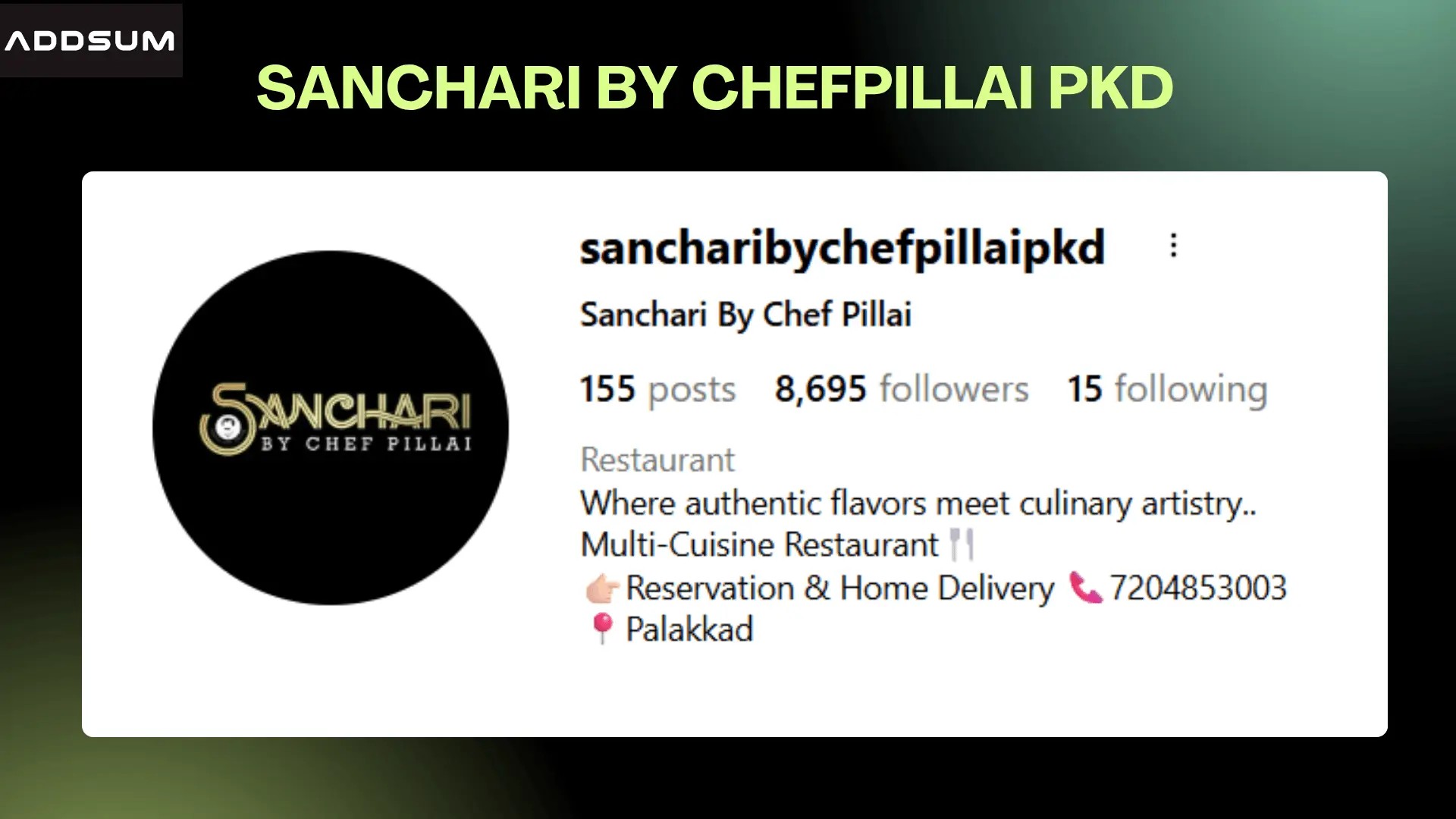 Sanchari restaurent Instagram screenshot